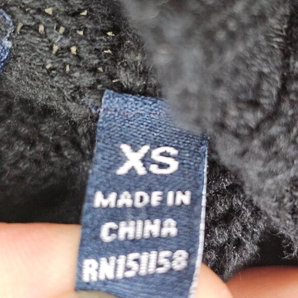 525 America Women's XS Sweater Cable Knit Crochet Black Turtleneck Whimsigoth - Picture 11 of 13